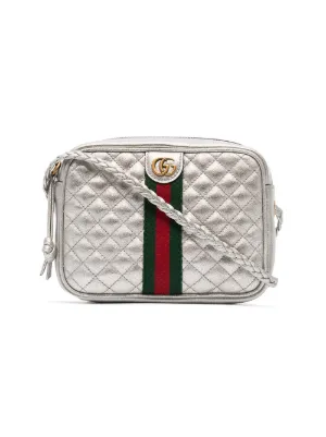 Gucci Bags Women S Handbags Farfetch Uk Silver Leather Mini Quilted Bag With Webbing