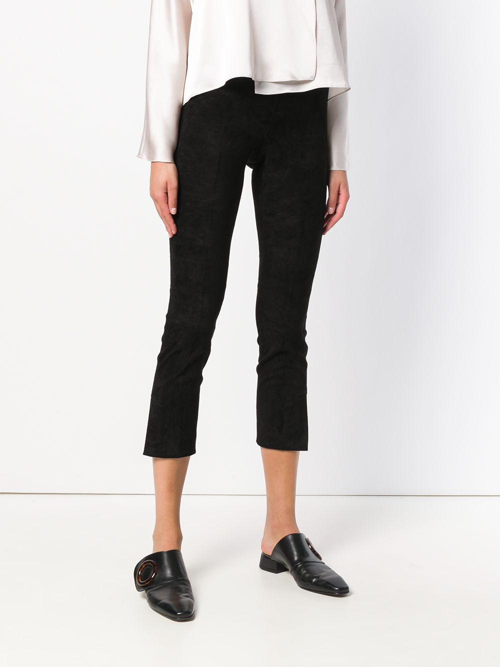 Shop Vince Cropped Skinny Trousers In Black