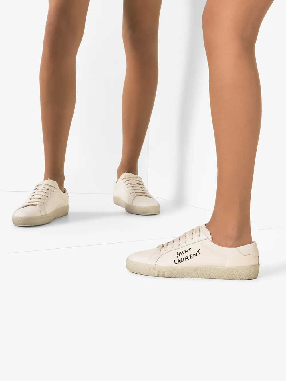 Saint Laurent - Court Classic Sl/06 Sneakers - Women - Cotton/Cotton/Leather/Leather/Rubber - 36.5 - Neutrals