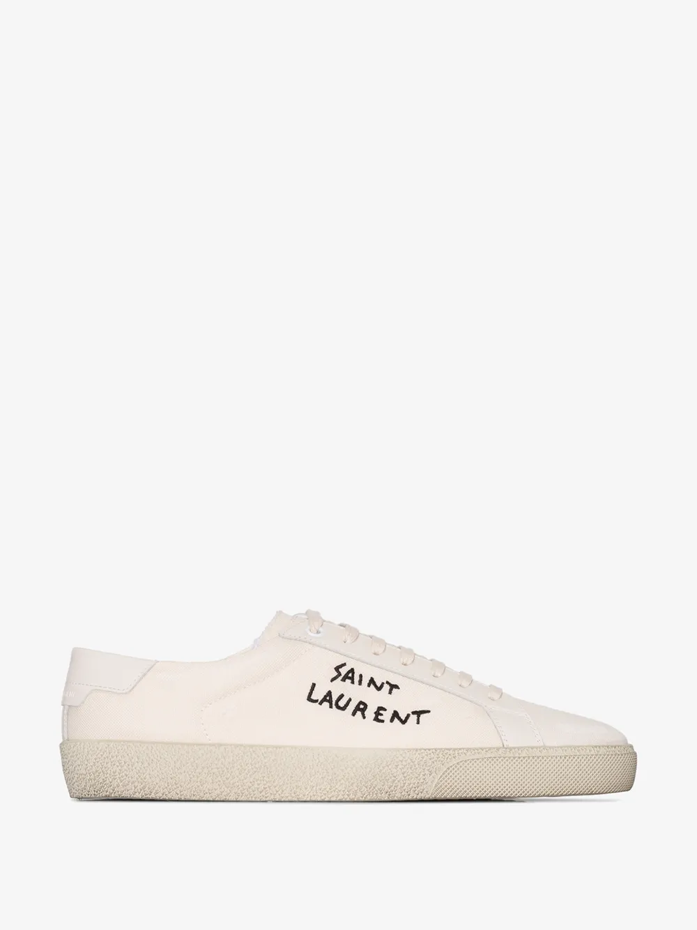 Shop Saint Laurent White Court Classic Low-top Leather Sneakers - Women's - Leather/rubber/cottoncotton In Neutrals