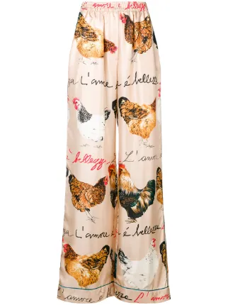 Calça de top seda estampada