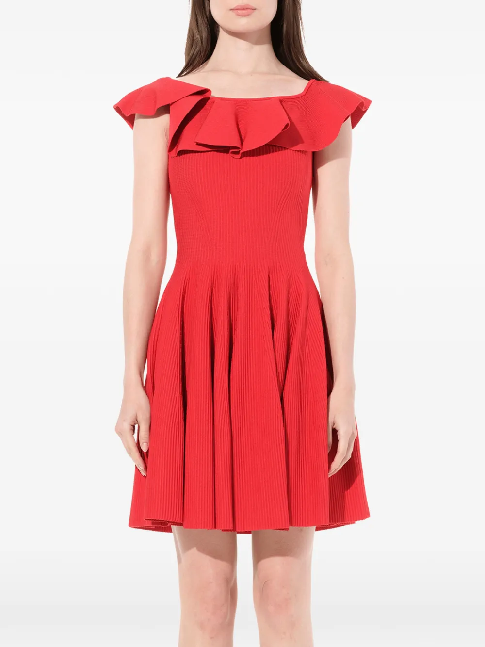 Alexander McQueen Minikleid mit Rüschen - Rot