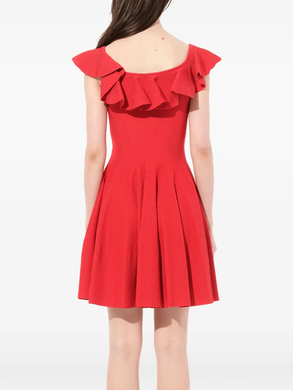 Alexander McQueen gegolfde wijde mini jurk Rood