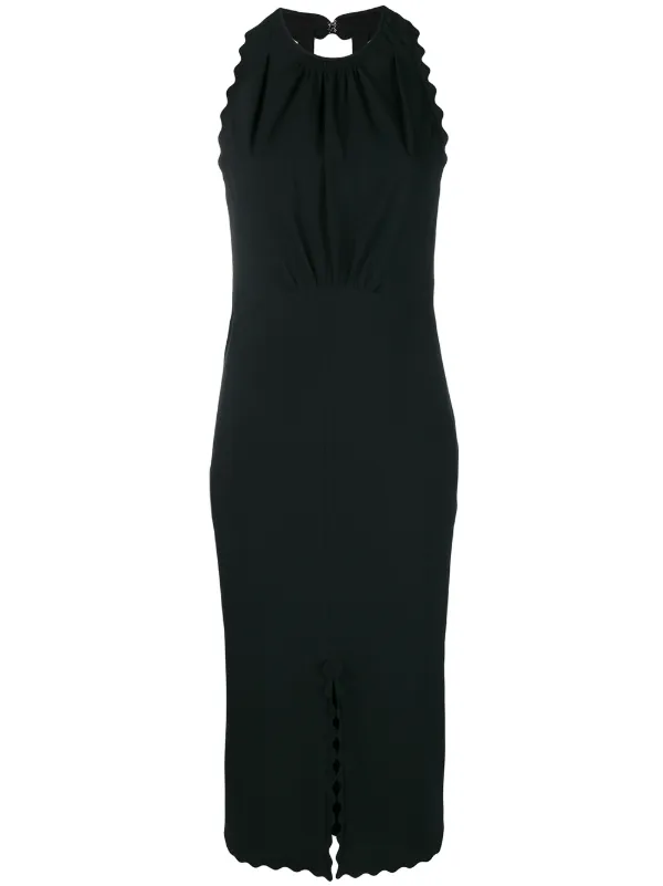 scalloped midi dress