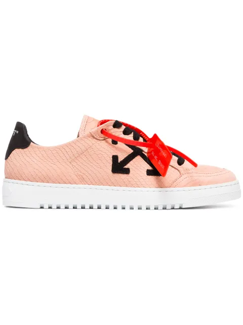 Click to view more detailed imagery on our partner's website Off-white Carryover Snake-print Leather Lace-up Sneakers In Pink