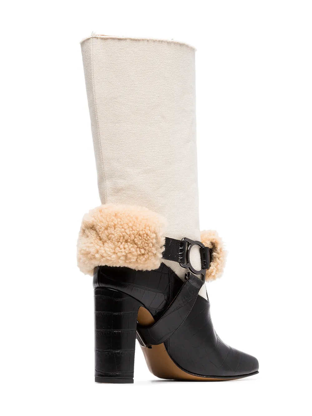 Off-White beige lammy laarzen van canvas met For Riding print