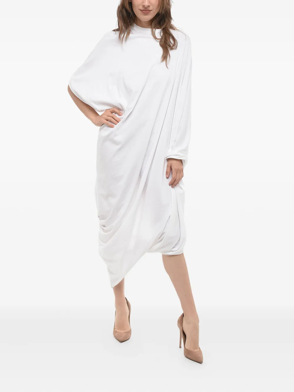 VETEMENTS ruimvallende asymmetrische gedrapeerde jurk van katoen Wit