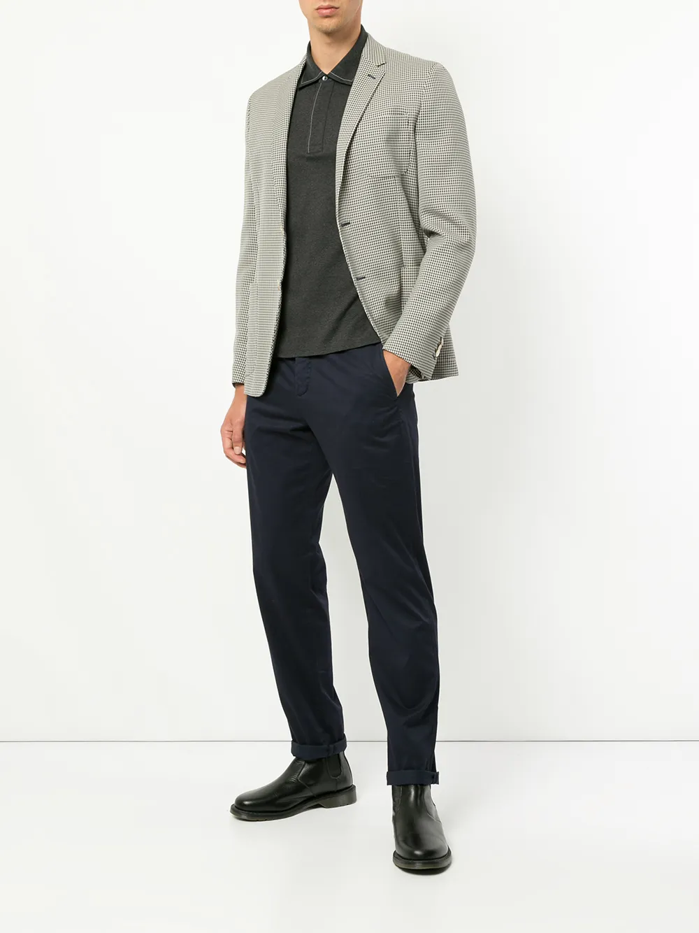 long sleeve polo with blazer