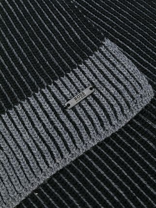 ribbed contrast knitted scarf展示图