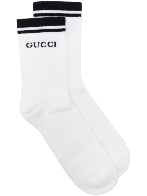 Gucci logo intarsia striped trim Socks White FARFETCH GR