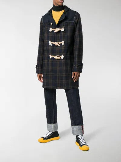 LOEWE tartan duffle coat blue | MODES