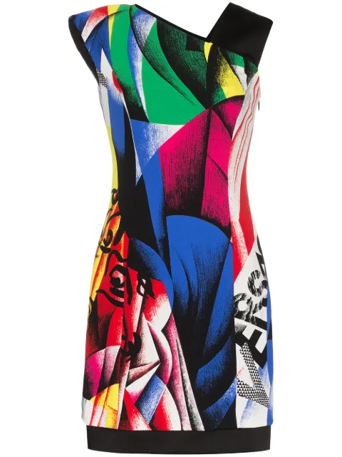 Click to view more detailed imagery on our partner's website Versace Sleeveless Clash-Print Fitted Sheath Cocktail Dress In Red