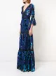 Marchesa Notte metallic floral pattern dress