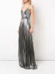 Marchesa Notte pleated metallic gown