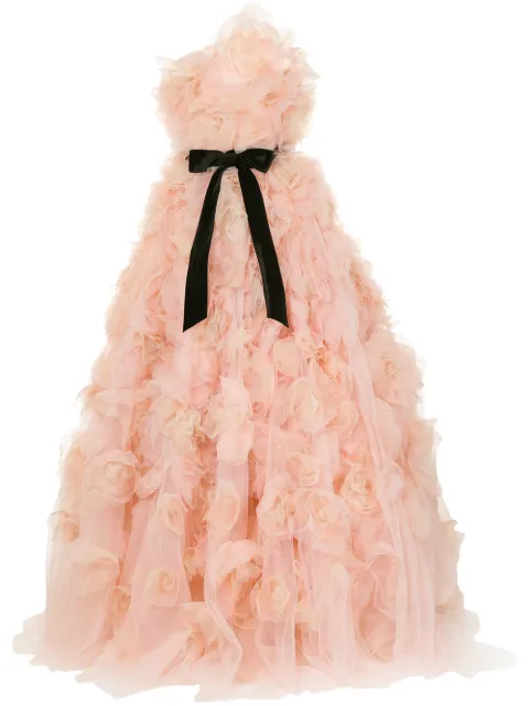 Marchesa strapless tulle degrade layered dramatic ballgown