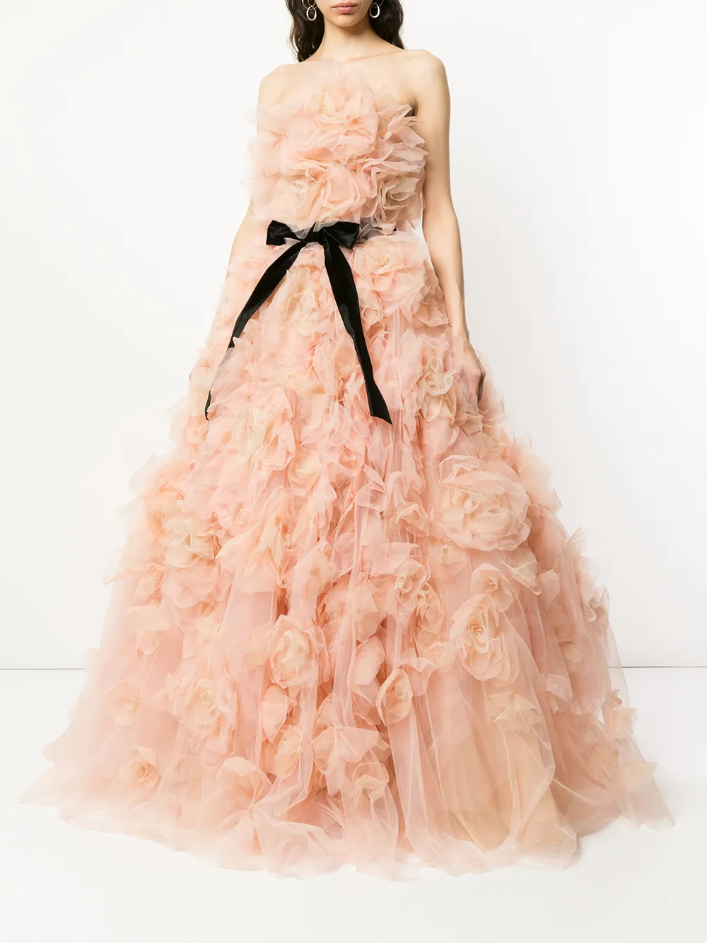 Marchesa strapless tule degradeert gelaagde ballgown Roze