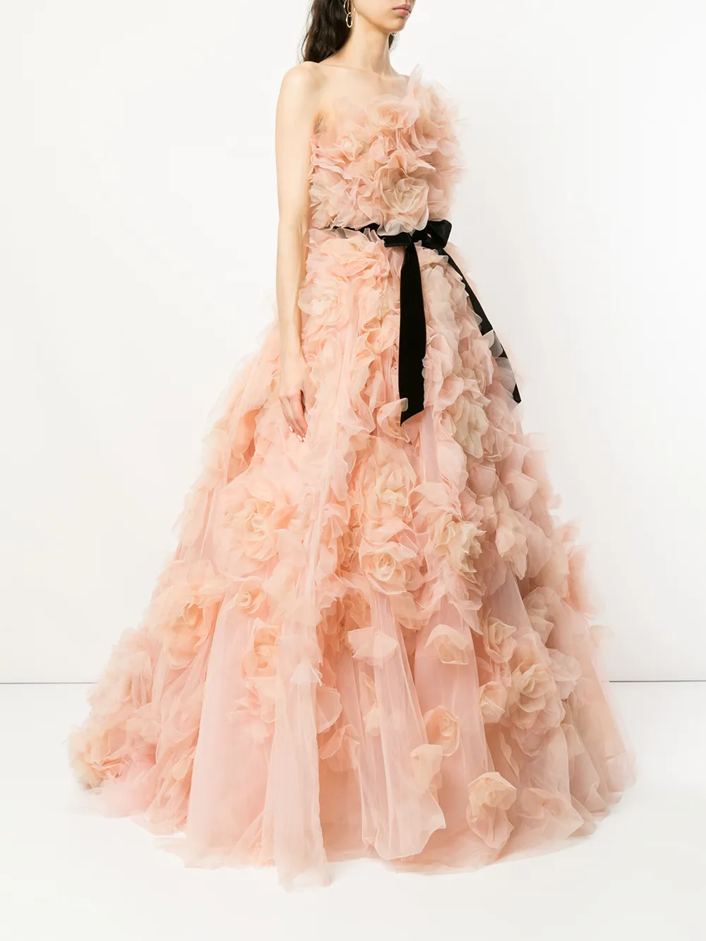 Marchesa strapless tule degradeert gelaagde ballgown Roze