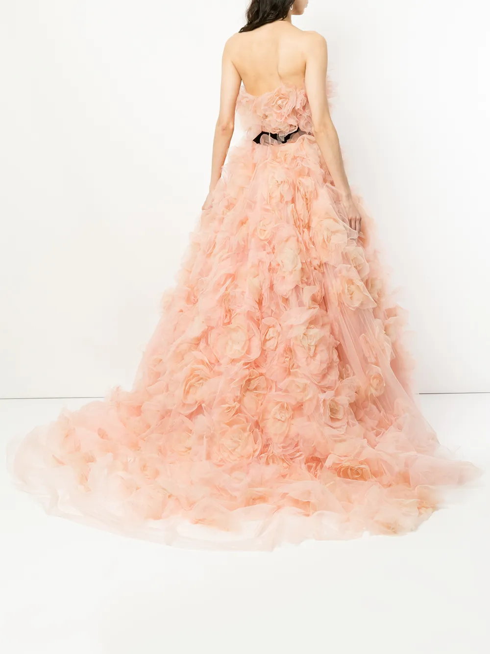 Marchesa strapless tule degradeert gelaagde ballgown Roze