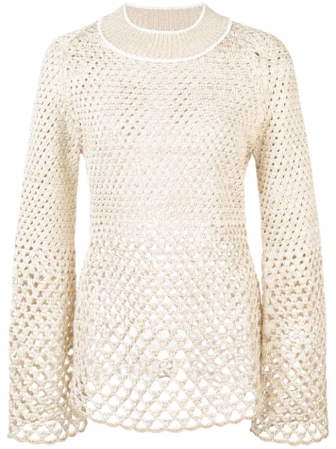 Proenza Schouler Lurex Open Stitch Mockneck Top | Farfetch.com