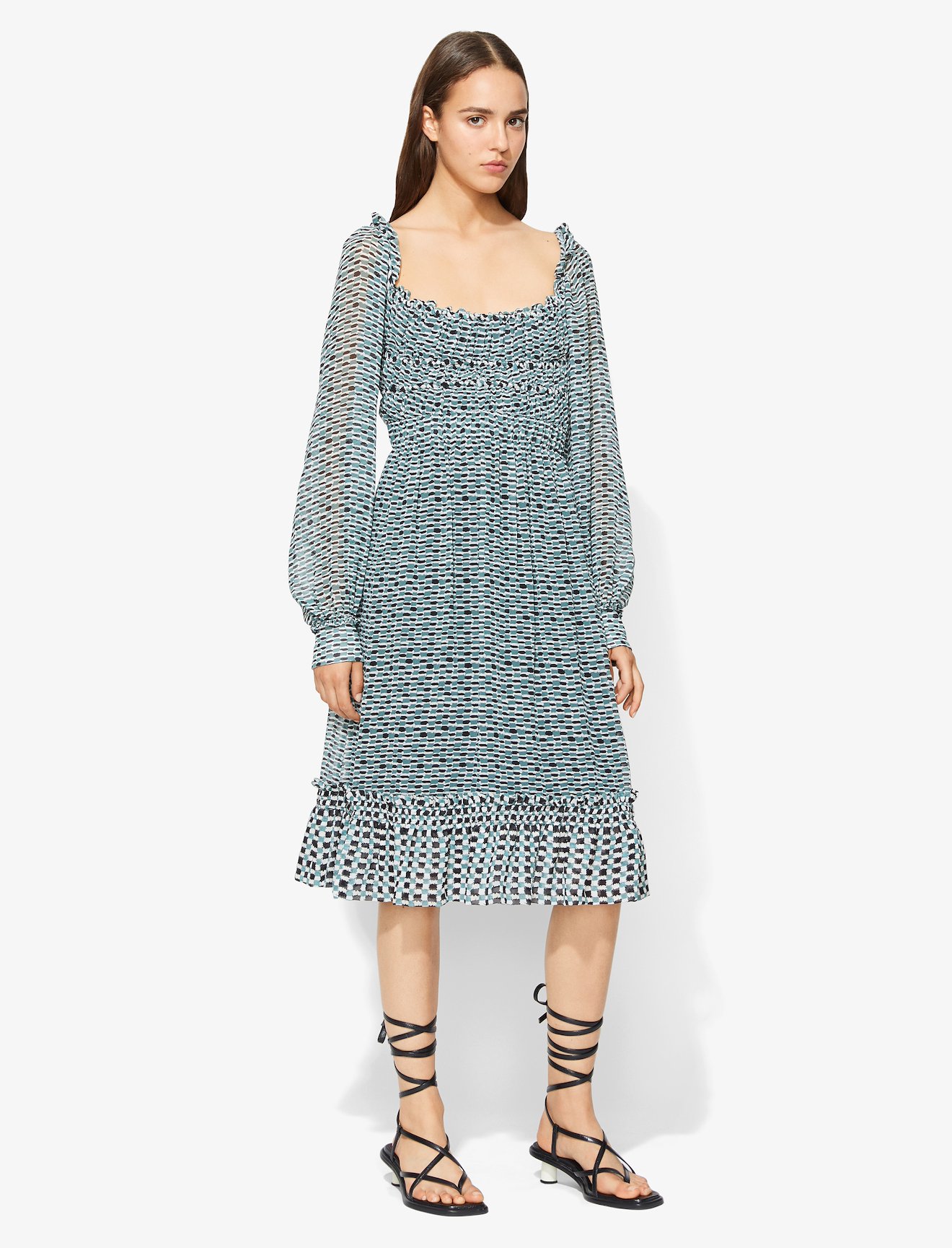 Crepe Chiffon Square Neck Dress #1