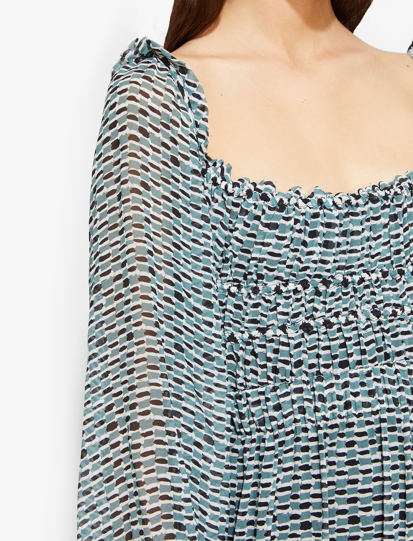 Crepe Chiffon Square Neck Dress #3