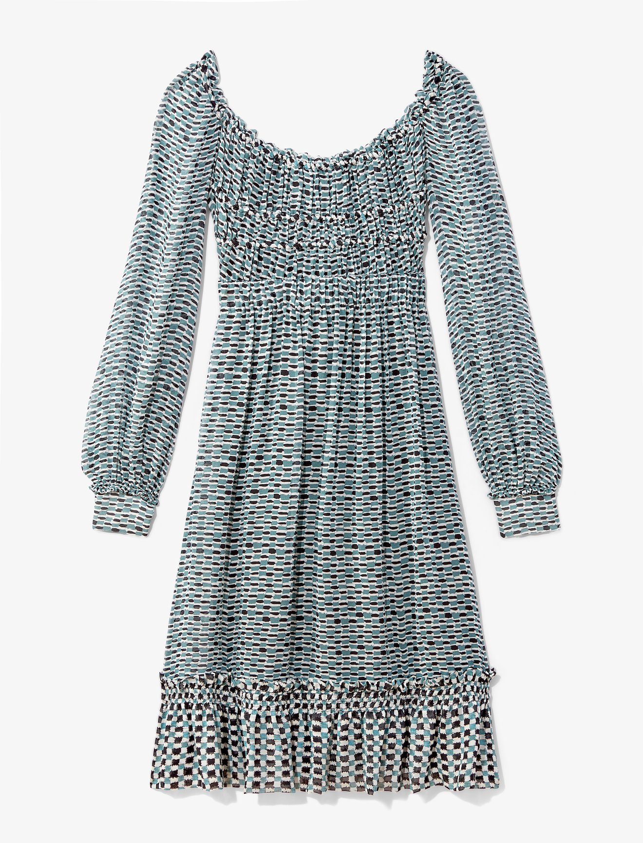 Crepe Chiffon Square Neck Dress #4