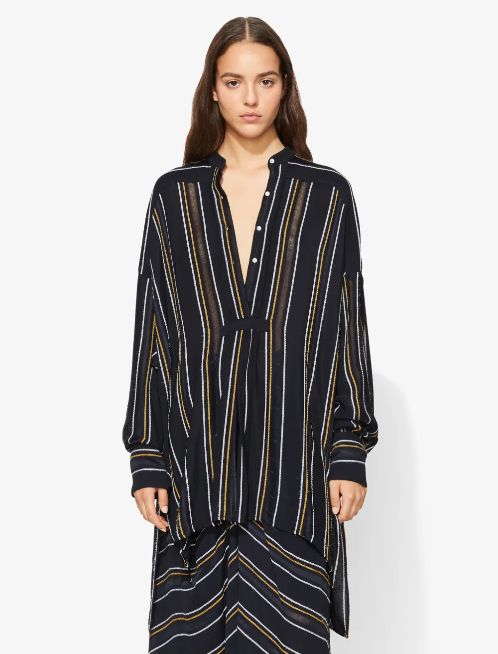 Image of Proenza Schouler Crepe Striped Shirt black