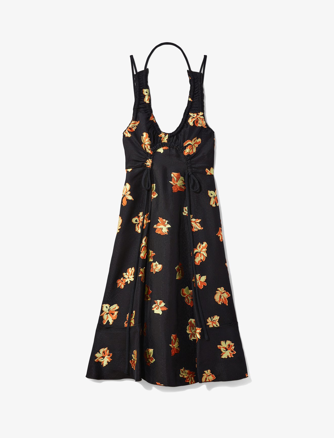 Floral Jacquard Tie Detail Dress #4