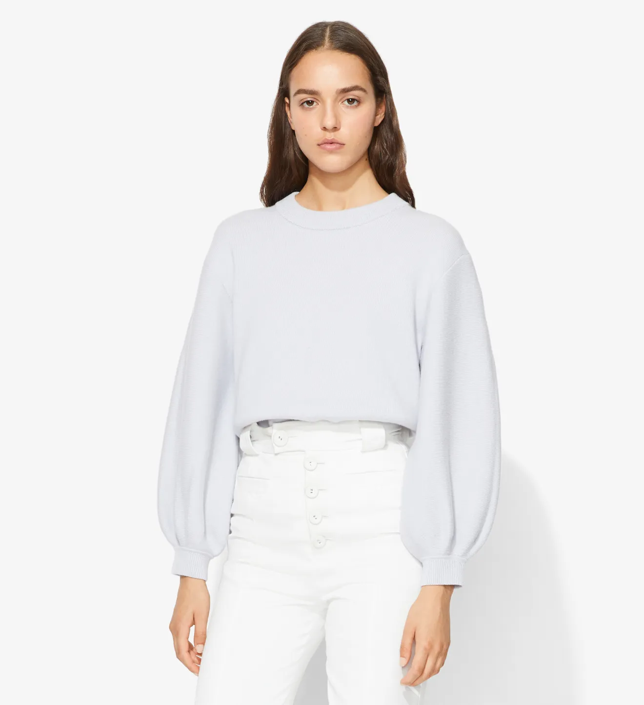 Cashmere Puff Sleeve Sweater in blue 