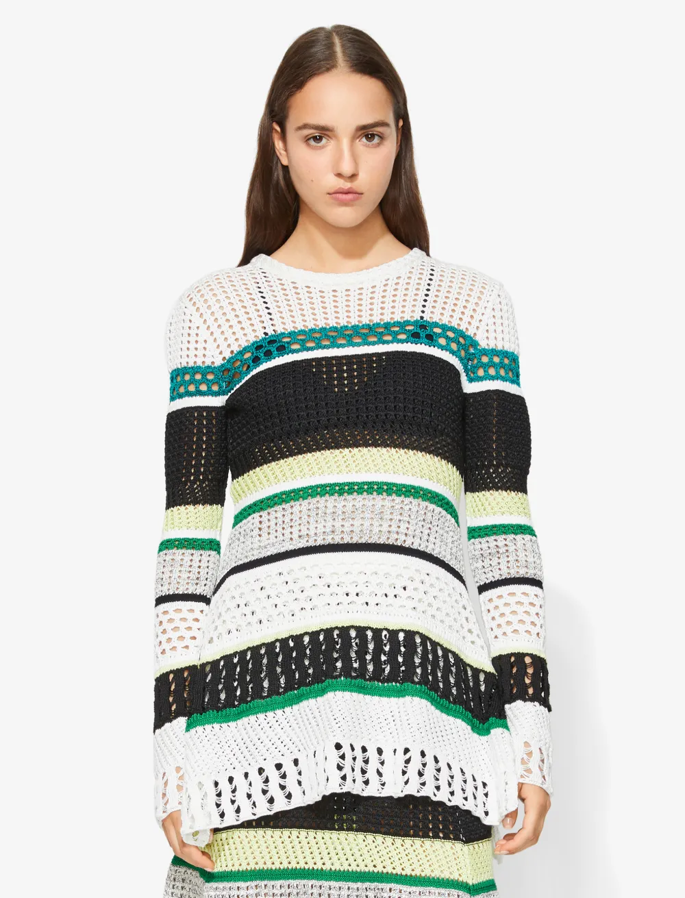 Image of Proenza Schouler Striped Knit Top black/white/green XS