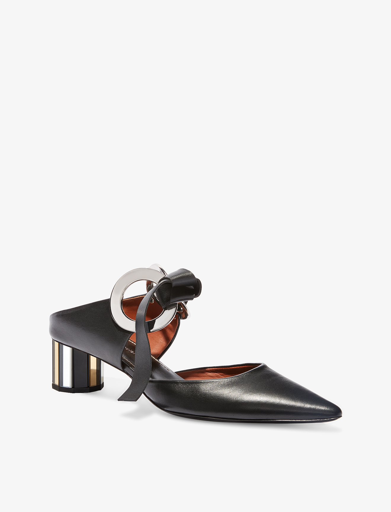 Grommet Block Heel Mules #1