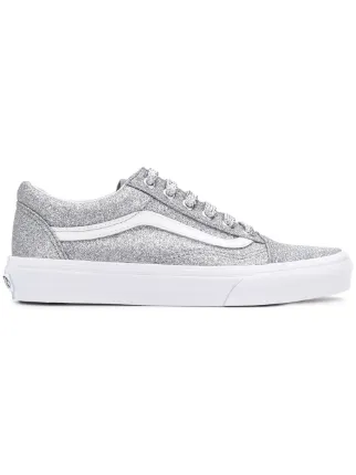vans old skool lurex silver & true white womens shoes