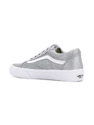 vans old skool lurex silver & true white womens shoes