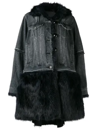 sacai denim fur jacket
