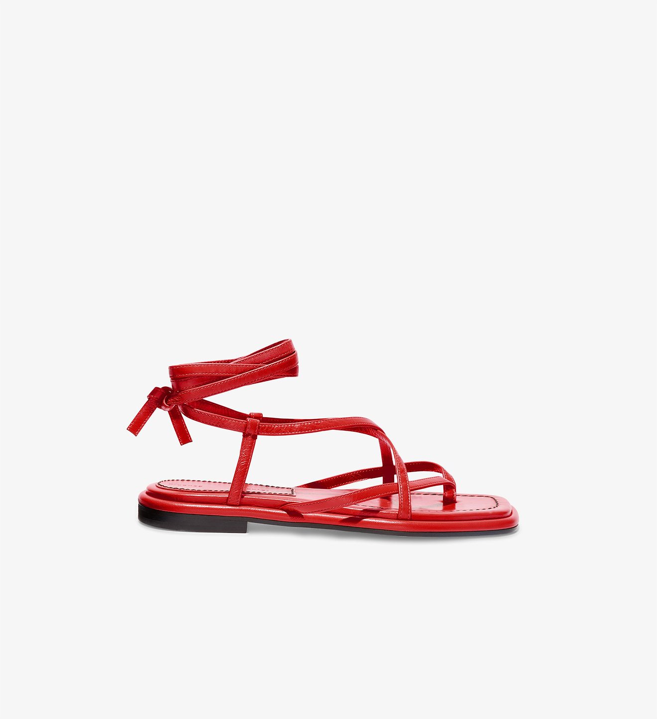 red flat strappy sandals