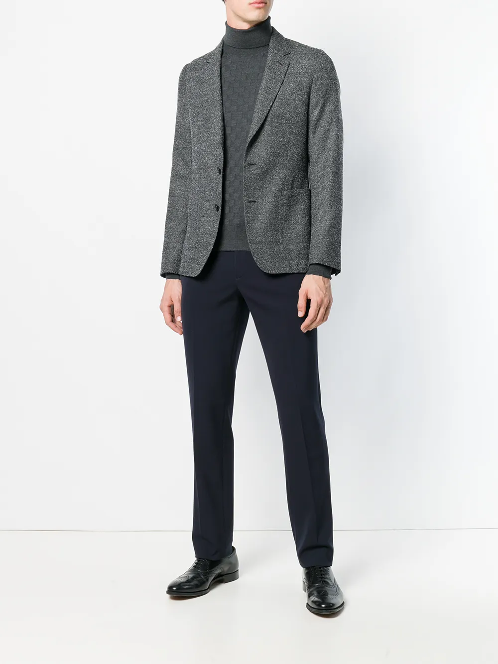 Tagliatore checkerboard knit sweater - Grijs