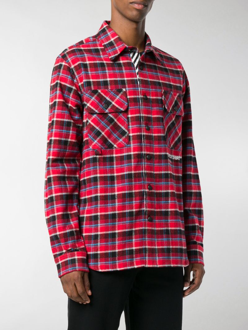 off white red check shirt