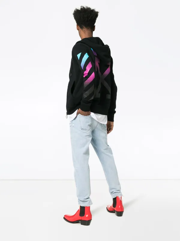 Off White gradient zipped cotton hoodie $518 Shop AW18 Off White gradient zipped cotton hoodie $518 Shop AW18