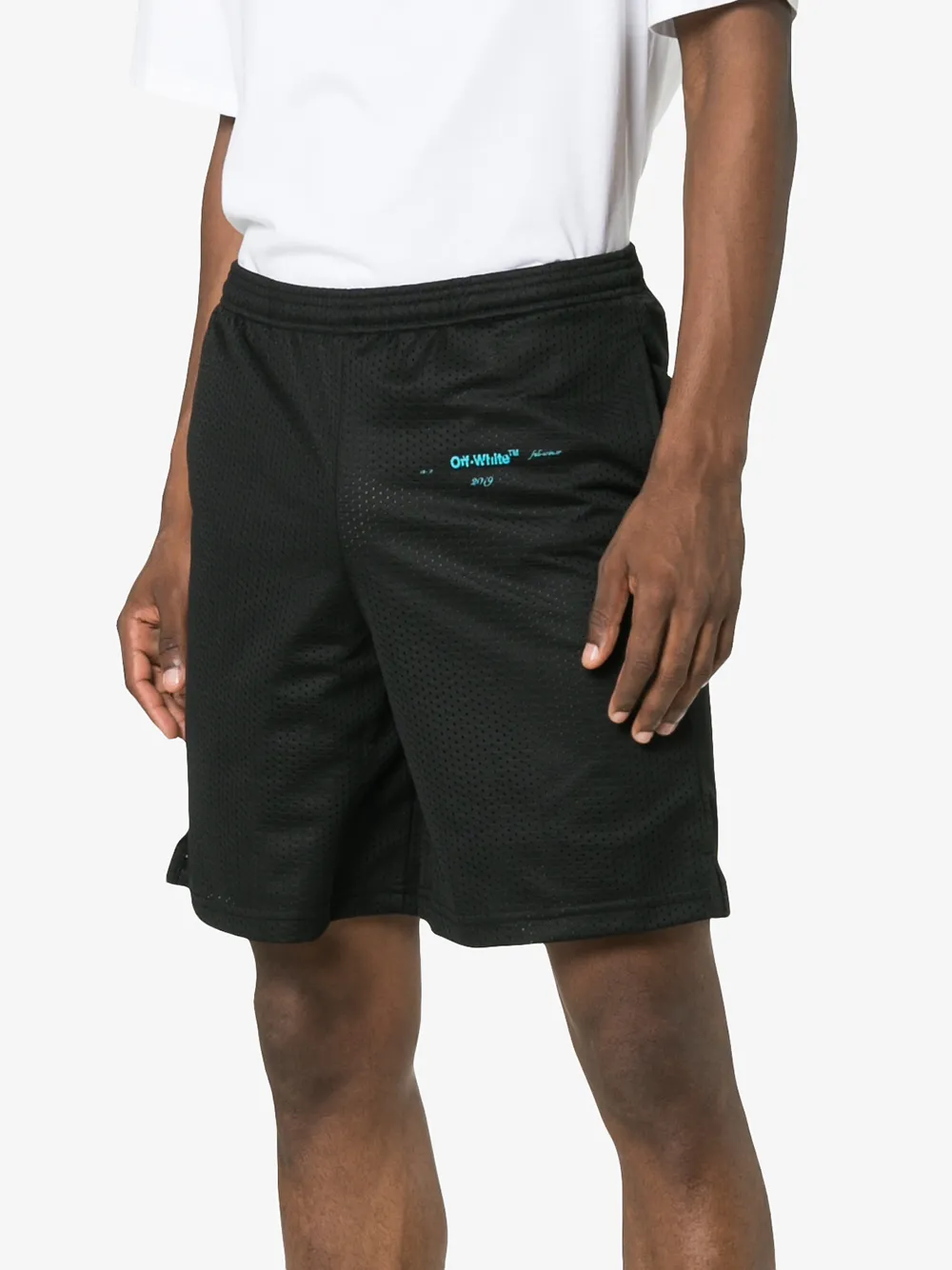 Off white gradient mesh shorts top