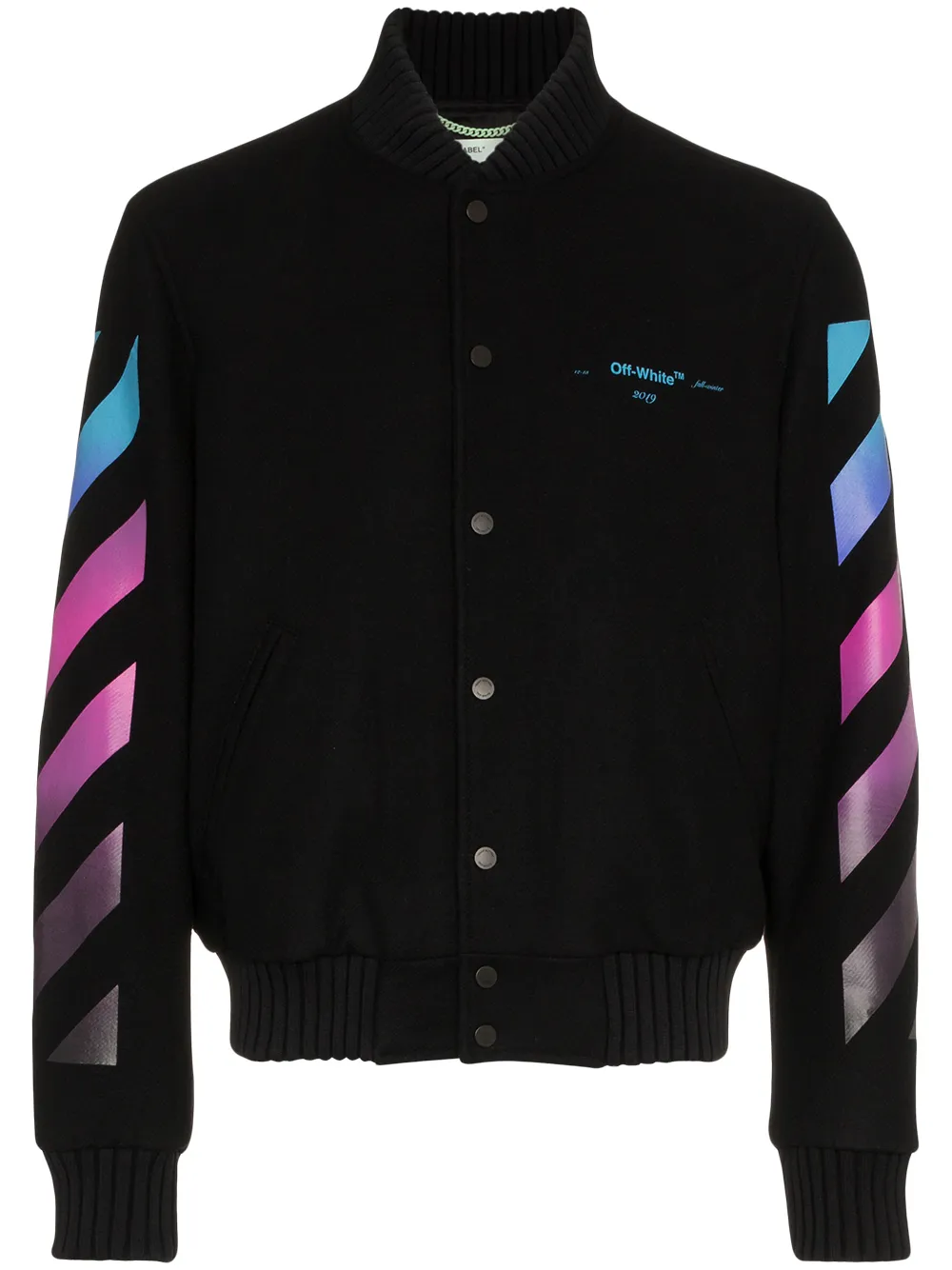 Off White Diag Gradient Varsity Jacket Farfetch Off White Diag Gradient Varsity Jacket Farfetch