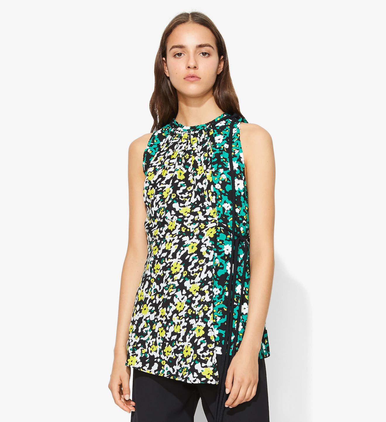 Multi Floral Asymmetrical Top