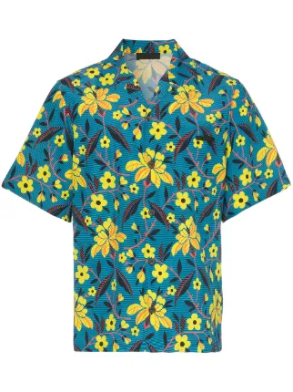 Prada Flower Print Short Sleeved Shirt 