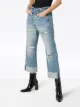 R13 cross over waist distressed boyfriend jeans