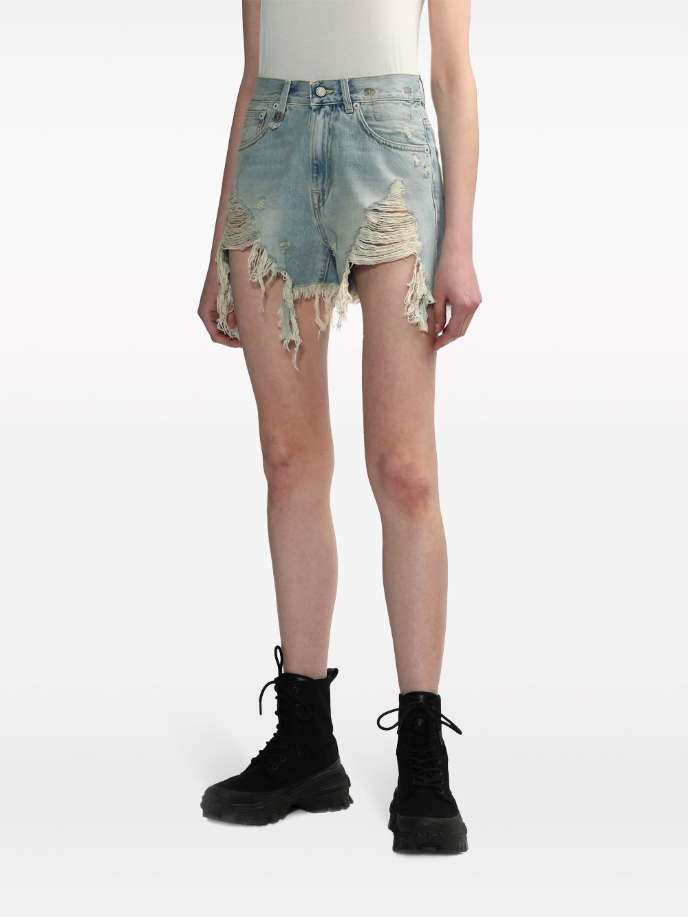 R13 Tilly Shredded Slouch Denim Shorts Farfetch