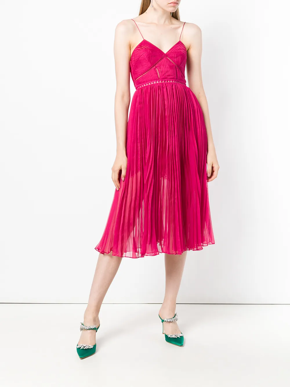 self portrait fuchsia midi dress