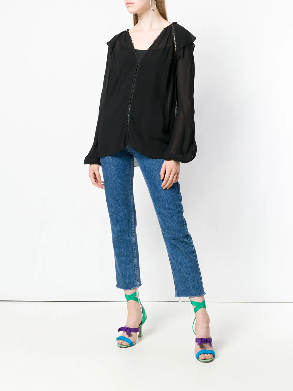 PINKO Lapis blouse met V-hals Zwart