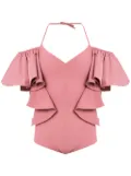 Amir Slama ruffled swimsuit - Neutrals