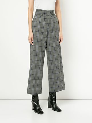 plaid wide leg trousers展示图