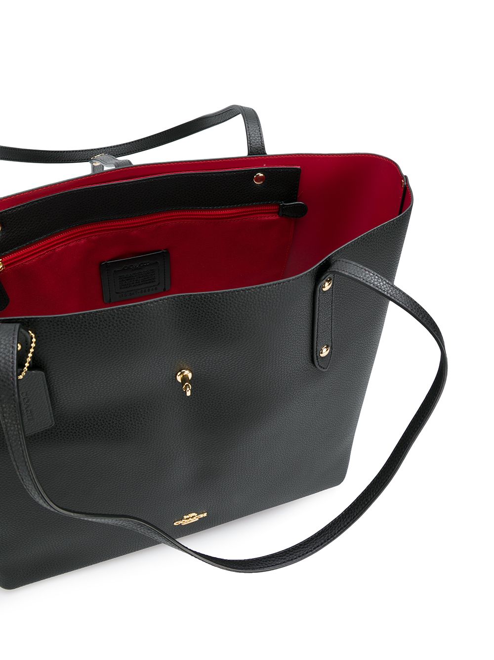 coach market tote black red