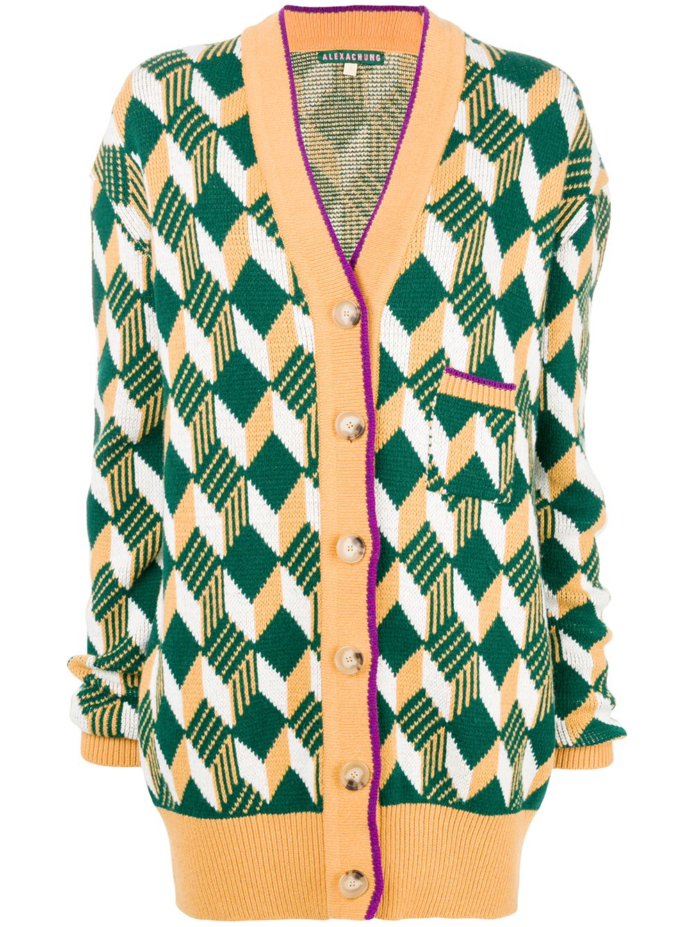 green and yellow cardigan